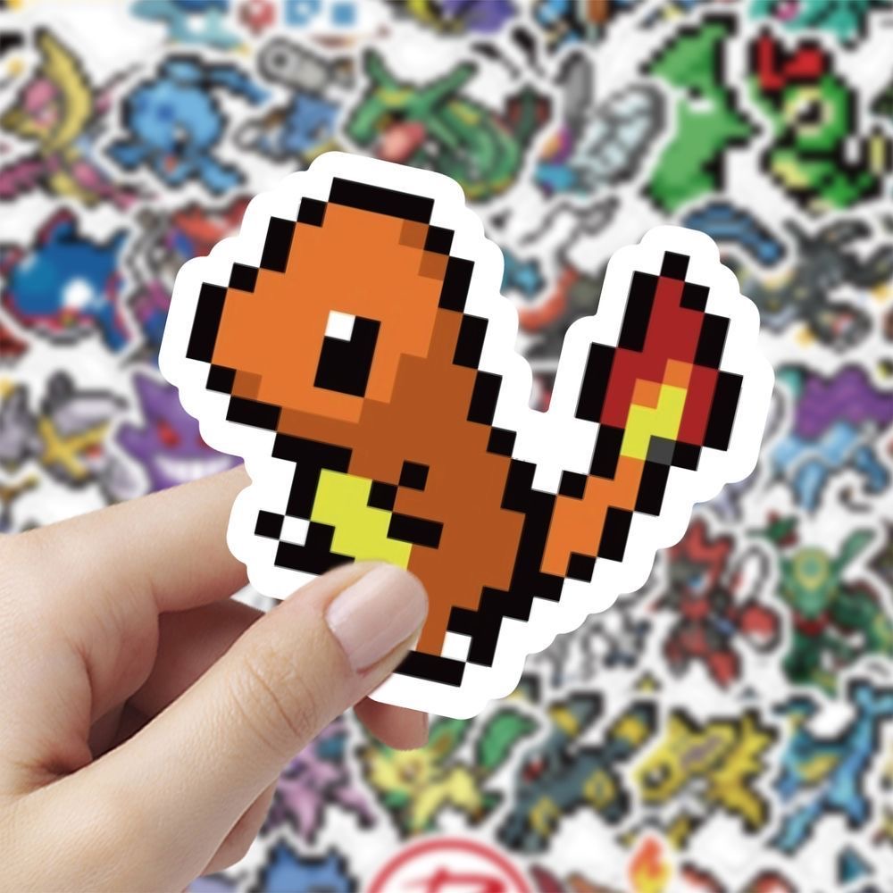 Tablet Cute Accessories - 60 Stück Pixel-Pokémon-Aufkleber, Niedliche Wasserdichte Pocket-Monster-Sticker