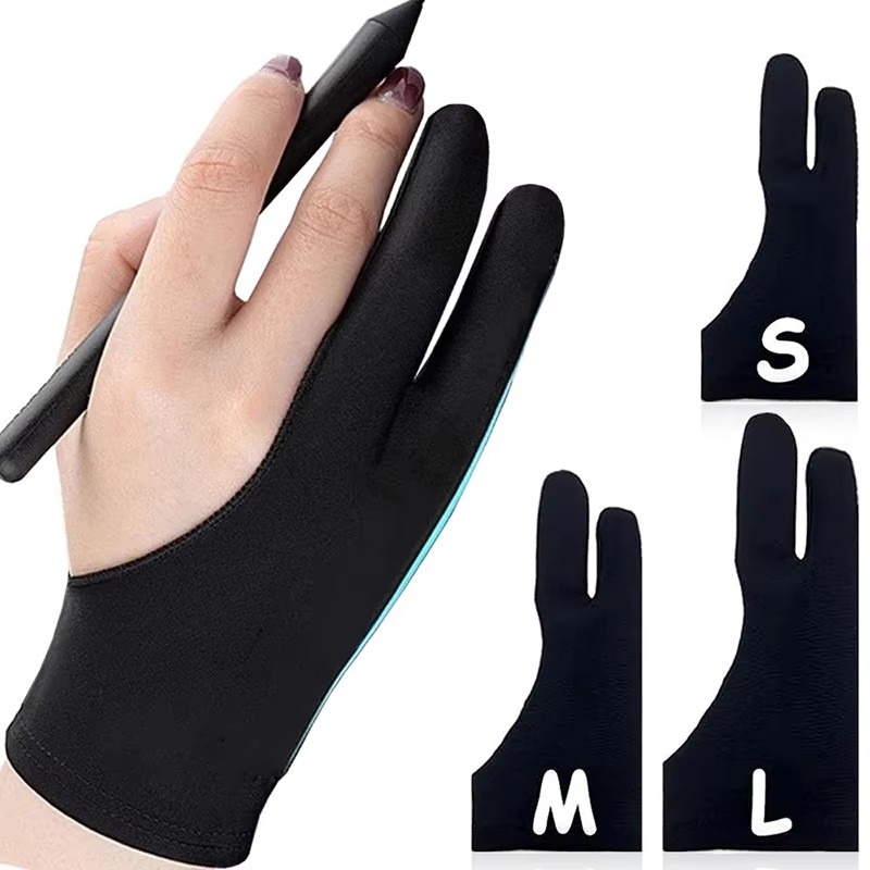 Drawing Glove Artist - Zwei-Finger-Anti-Touch-Malhandschuh für Zeichentablet, rechter und linker