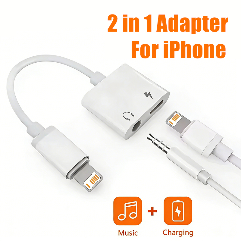 Wired Earphone Lightning - 2-in-1 iOS zu 3,5mm Klinke Audio-Ladeadapter