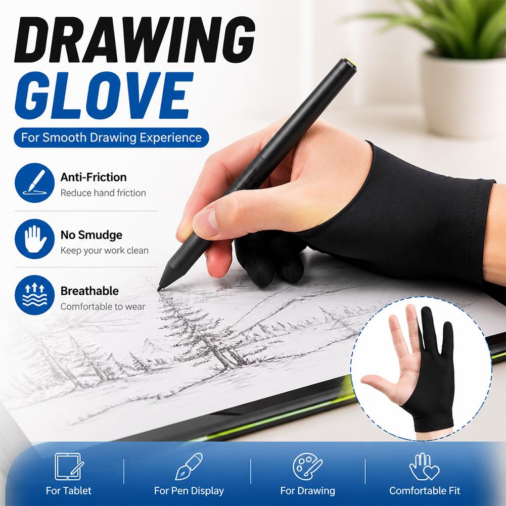 Drawing Glove Artist - Zeichenhandschuh, Anti-Touchscreen-Künstlerhandschuh, atmungsaktiv, elastisch, schmutzabweisend, universell